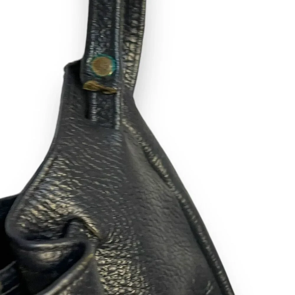 Pebble Faux Leather Shoulder Bag Women's Dark Blue Western Boho Hobo Pockets VTG